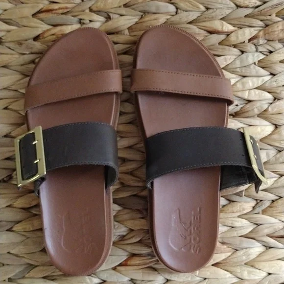 Sorel Roaming buckle slide comfort platform leather sandals 7.5 - Picture 11 of 11